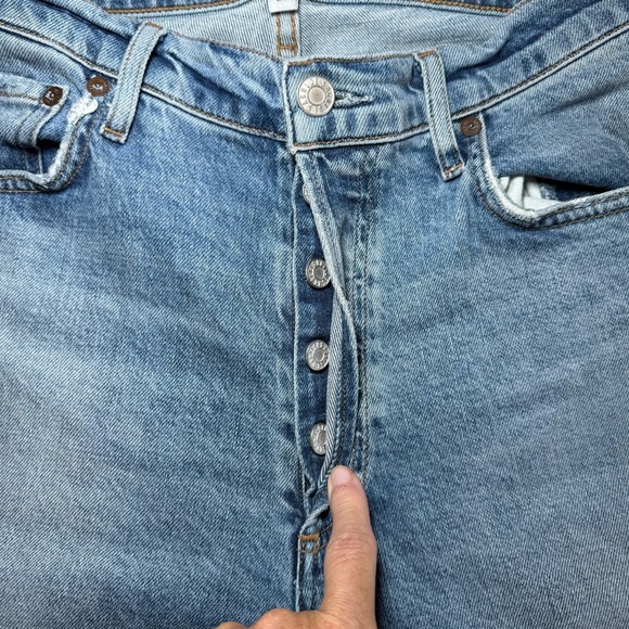 AGOLDE Nico High Rise Slim Jeans Womens 28 Blue Button-Fly Denim Distressed - Picture 3 of 10